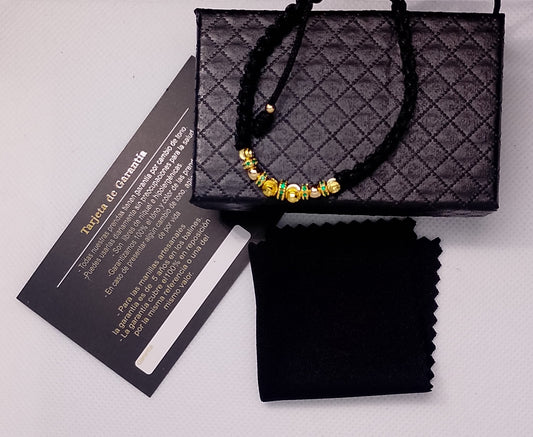 Manilla Hombre PULSERA TEJIDA RÓNDEL VERDE + BALINES ITALIANO