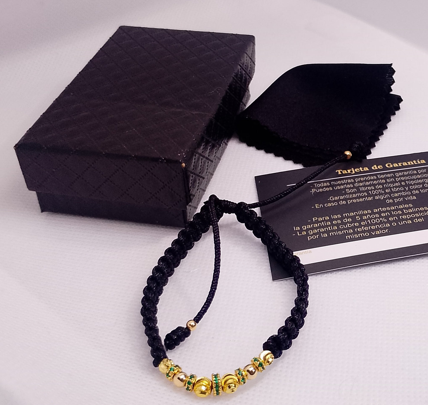 Manilla Hombre PULSERA TEJIDA RÓNDEL VERDE + BALINES ITALIANO