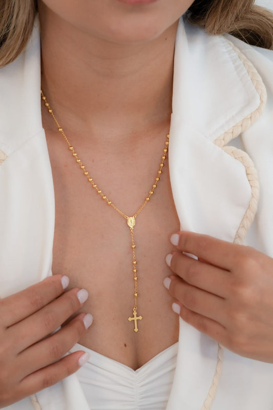 Conjunto Dama Camándula 50cm + Pulsera Perla