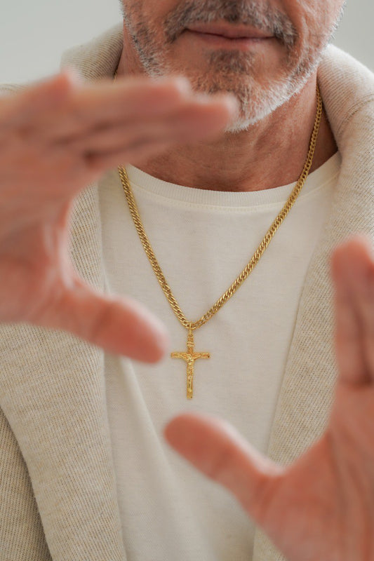 Combo Hombre Cadena Continua Gruesa 65cm + Dije Madero Grande