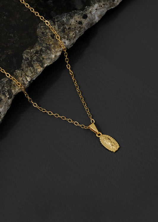 Conjunto Dama Cadena Aros 45cm + Dije Guadalupe finita + Arete Guadalupe