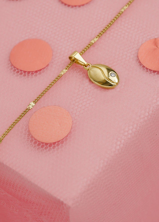 Conjunto Dama Cadena Destellos 45cm + Dije Grano de Café