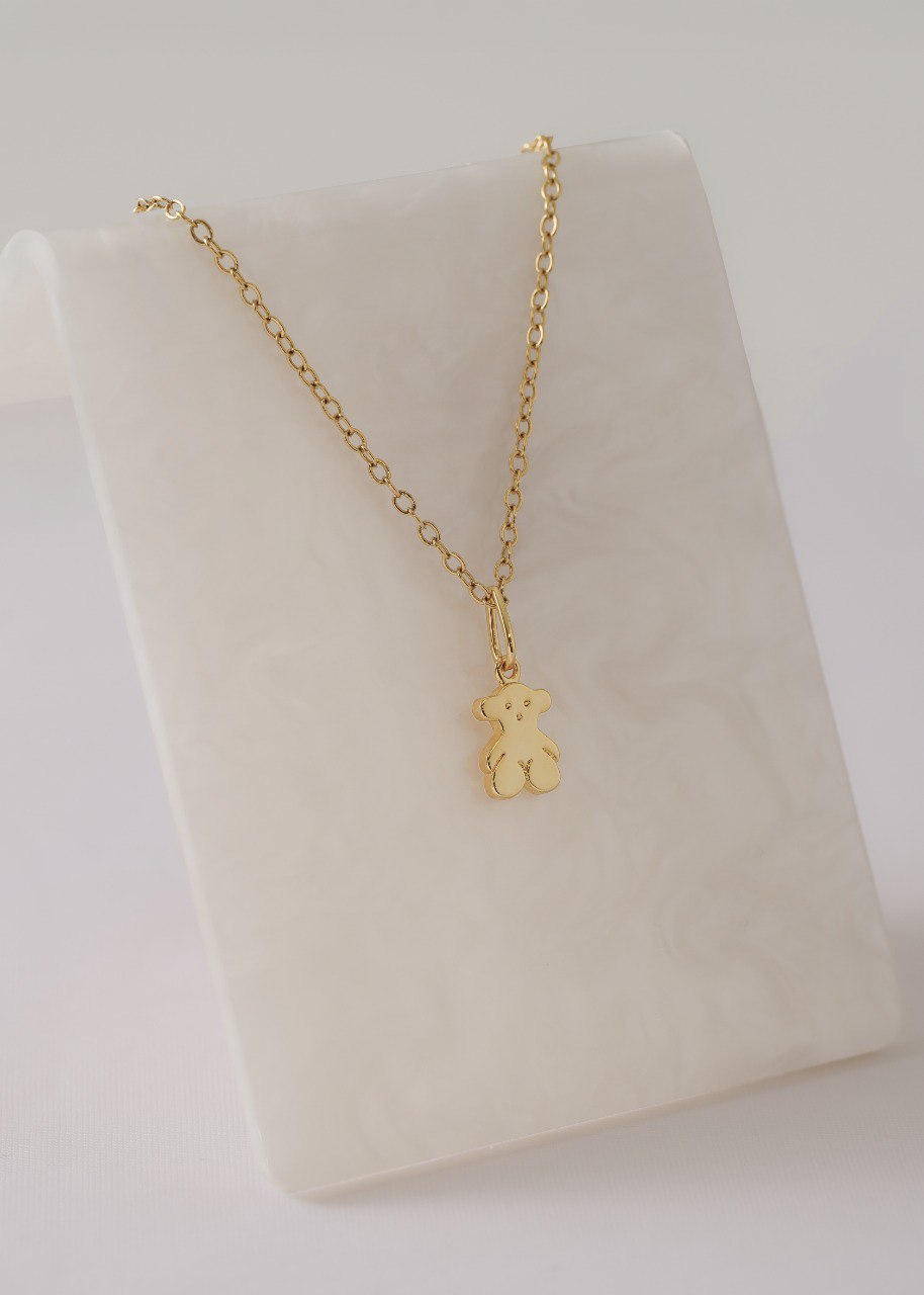 Conjunto Dama Cadena Aros 45cm + Dije oso T + Aretes oso T