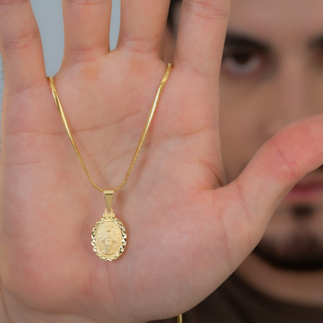 Combo Hombre Cadena Serpiente + Dije Ángel Custodio