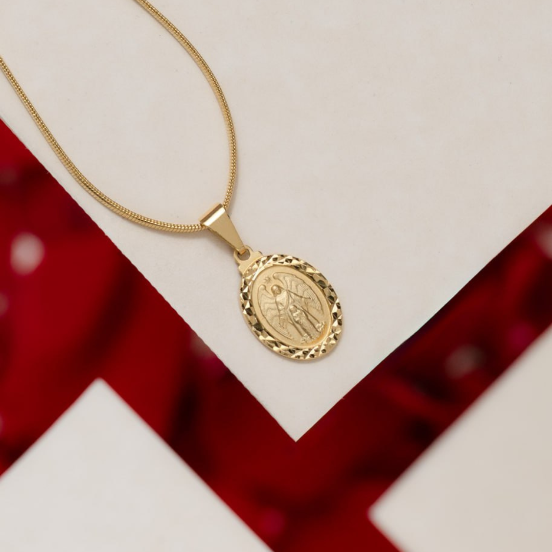 Combo Hombre Cadena Serpiente + Dije Ángel Custodio