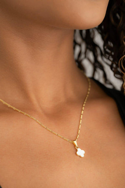 Conjunto Dama Cadena Caracol 45cm + Aretes y Dije Van Cleef Negro y Blanco