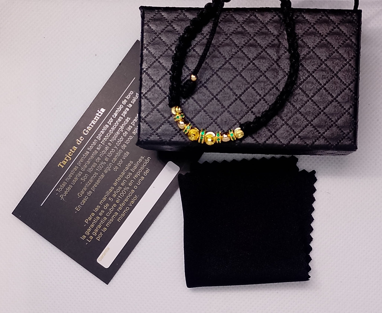 Manilla Hombre PULSERA TEJIDA RÓNDEL VERDE + BALINES ITALIANO