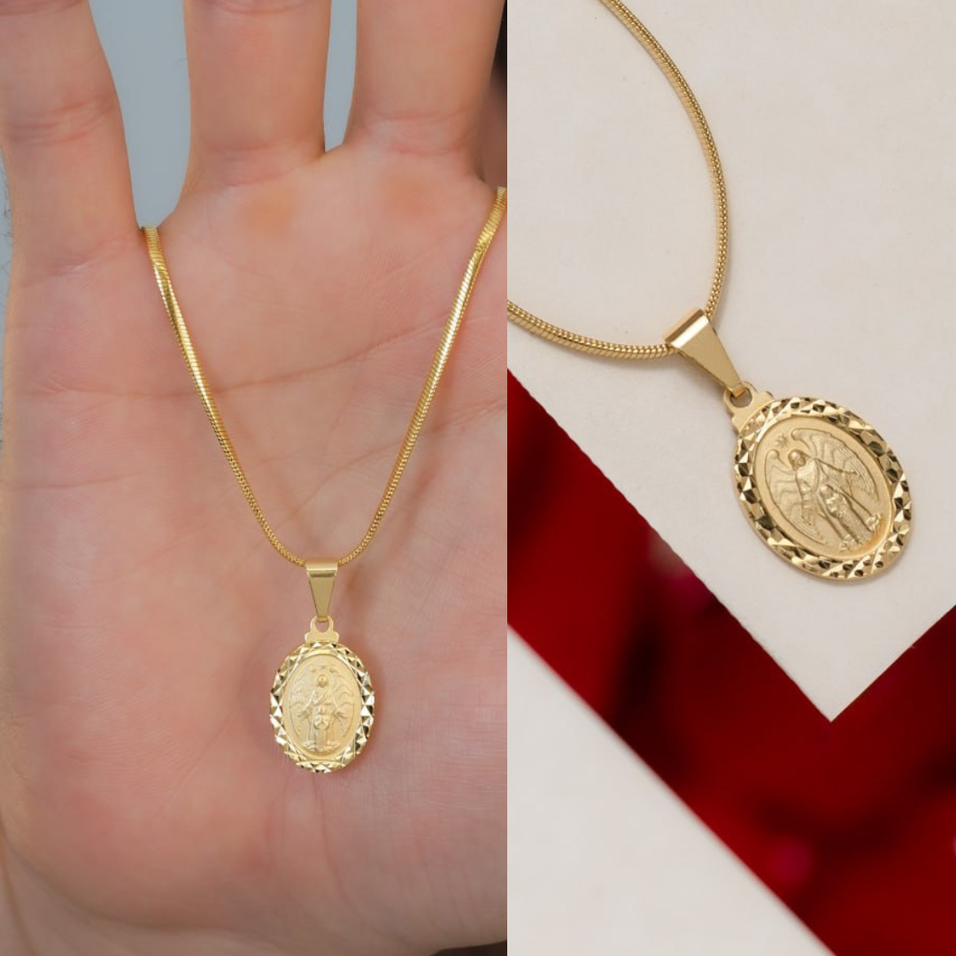 Combo Hombre Cadena Serpiente + Dije Ángel Custodio