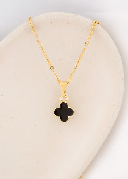 Conjunto Dama Cadena Caracol 45cm + Aretes y Dije Van Cleef Negro y Blanco