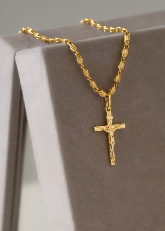 Combo Hombre CAdena Caracol Gruesa + Dije Santa Cruz M