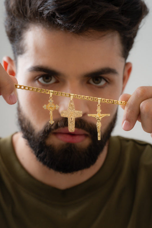 Combo Hombre Cadena Cubana Gruesa + Dije Buen pastor