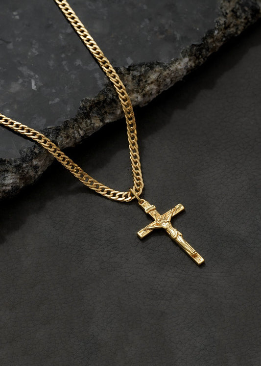 Combo Hombre Cadena Continua Gruesa 65cm + Dije Madero Grande