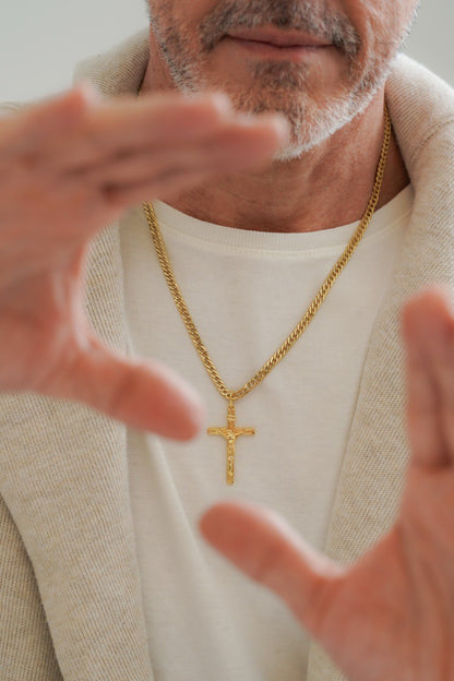 Combo Hombre Cadena Continua Gruesa 65cm + Dije Madero Grande