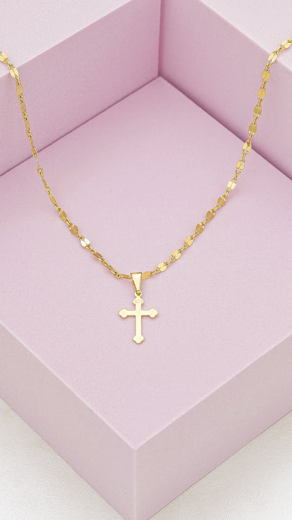 Conjunto Dama Cadena Espejo Cuadrada 45cm + Dije Cruz inri