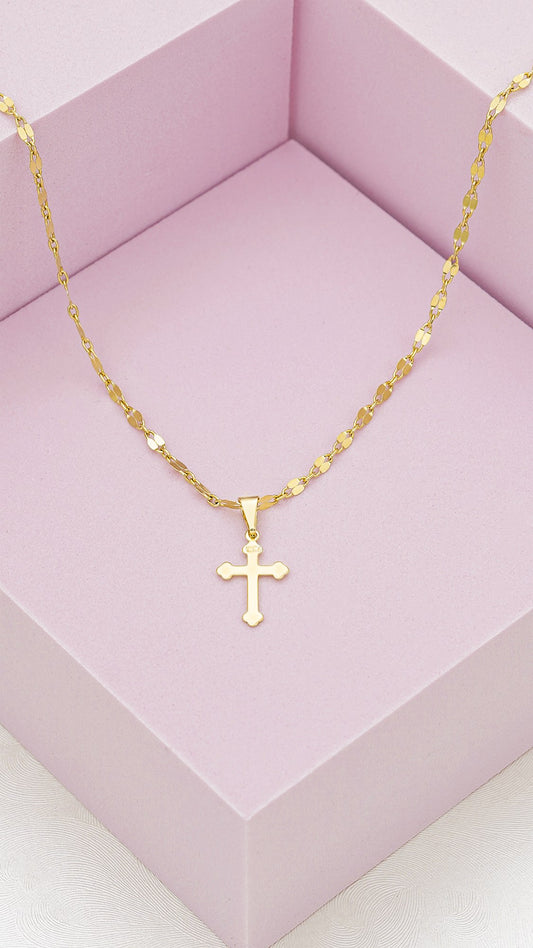 Conjunto Dama Cadena Espejo Cuadrada 45cm + Dije Cruz inri