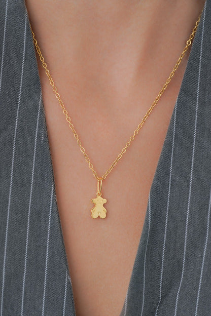 Conjunto Dama Cadena Aros 45cm + Dije oso T + Aretes oso T