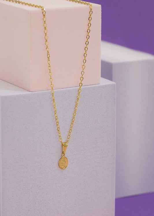 Conjunto Dama Cadena Aros + Dije Guadalupe mini