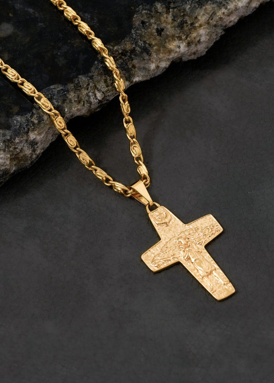 Combo Hombre Cadena Caracol Gruesa 65cm + Dije Buen Pastor