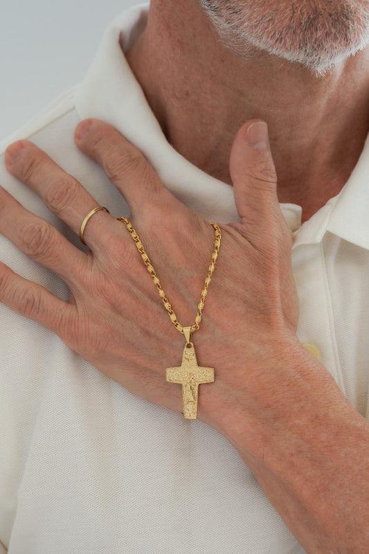 Combo Hombre Cadena Caracol Gruesa 65cm + Dije Buen Pastor