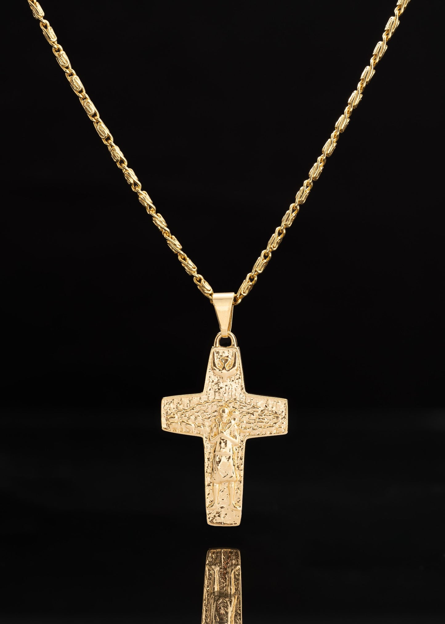 Combo Hombre Cadena Caracol Gruesa 65cm + Dije Buen Pastor