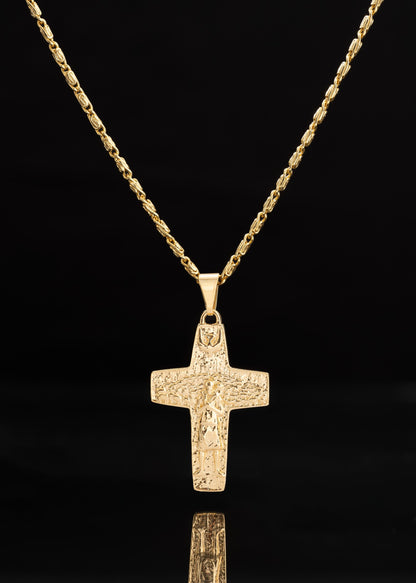 Combo Hombre Cadena Caracol Gruesa 65cm + Dije Buen Pastor