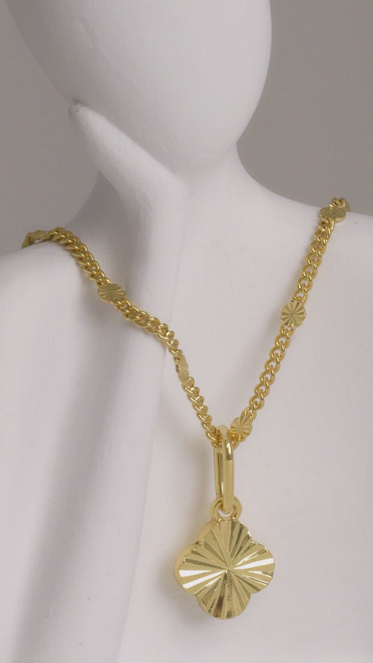 Conjunto Dama Cadena Cubana sol 45cm + Dije Van Cleff sol